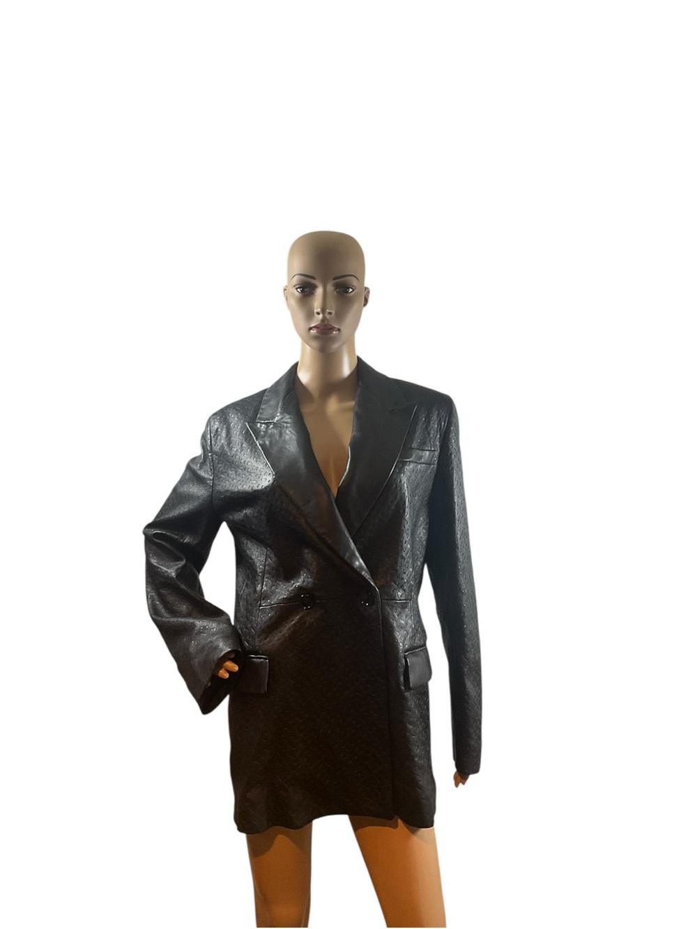 Hugo Boss Black Double-Breasted Leather Blazer